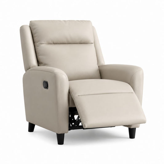 Poltrona reclinabile manuale beige in pelle PU 85 x 92 x 102 cm