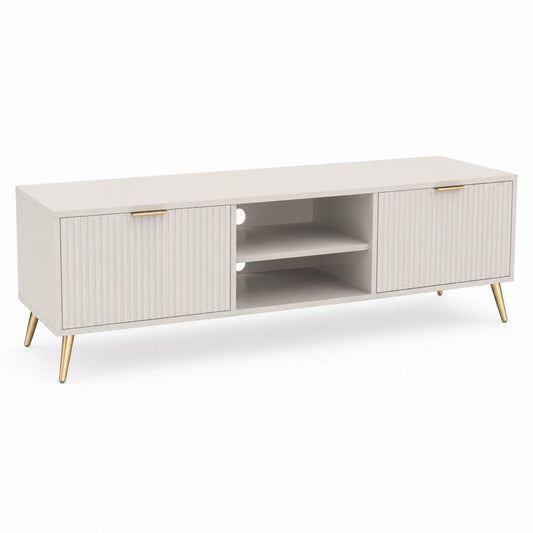 Mobile TV 160 cm bianco in MDF rettangolare con 2 ante e ripiani