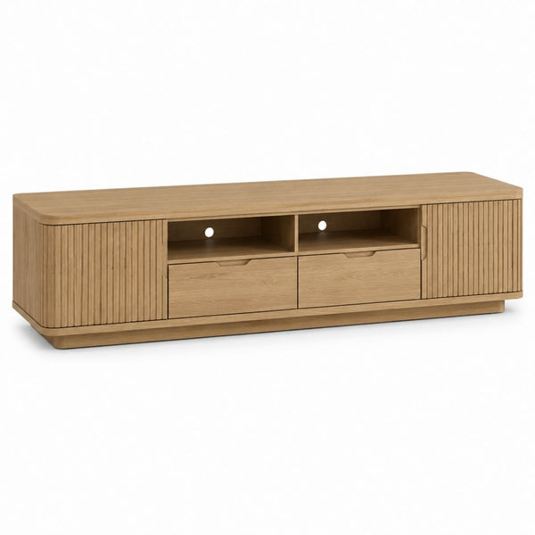 Mobile TV rovere naturale, 2 ante, 2 cassetti e vani aperti